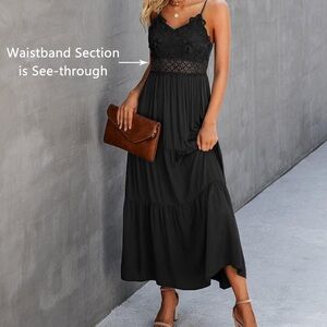 Elegant Black Crochet Maxi Dress